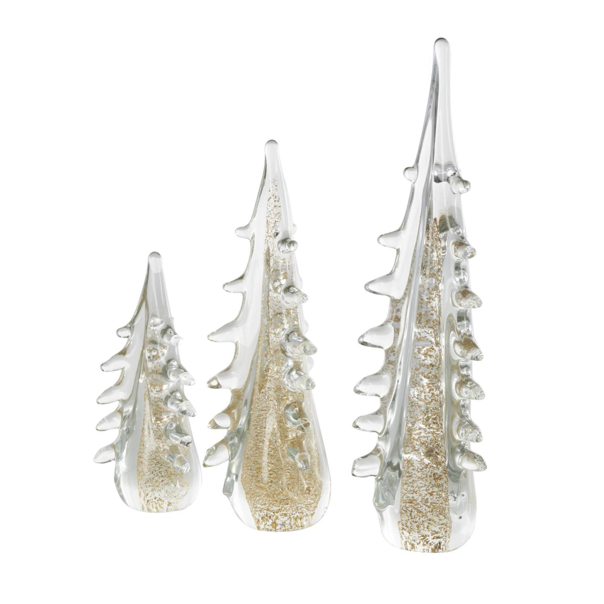 Gold & Clear Decorative Glass Sculpture Set
